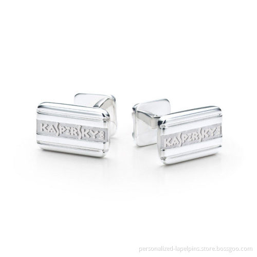 Custom Engraved Silver Logo Metal Cufflinks And Tie Clips , Brass Material For Souvenirs And Apparel Accessories